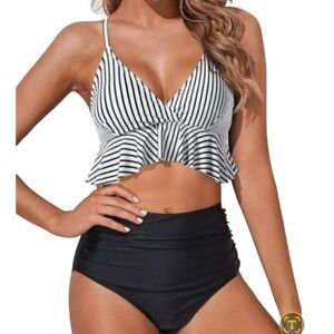 Tempt Me Two Piece Swim Bikini Set Tummy Control High Waist